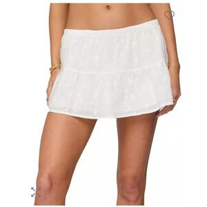 EDIKTED Dora Womens Small S White‎ Eyelet Mini Skirt Sexy Fairy Whimsical